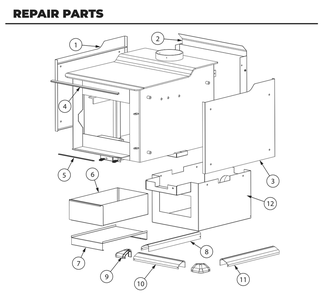 Repair Parts 1 Diagram and Parts List for AW3200E  US Stove Company Heating Stove